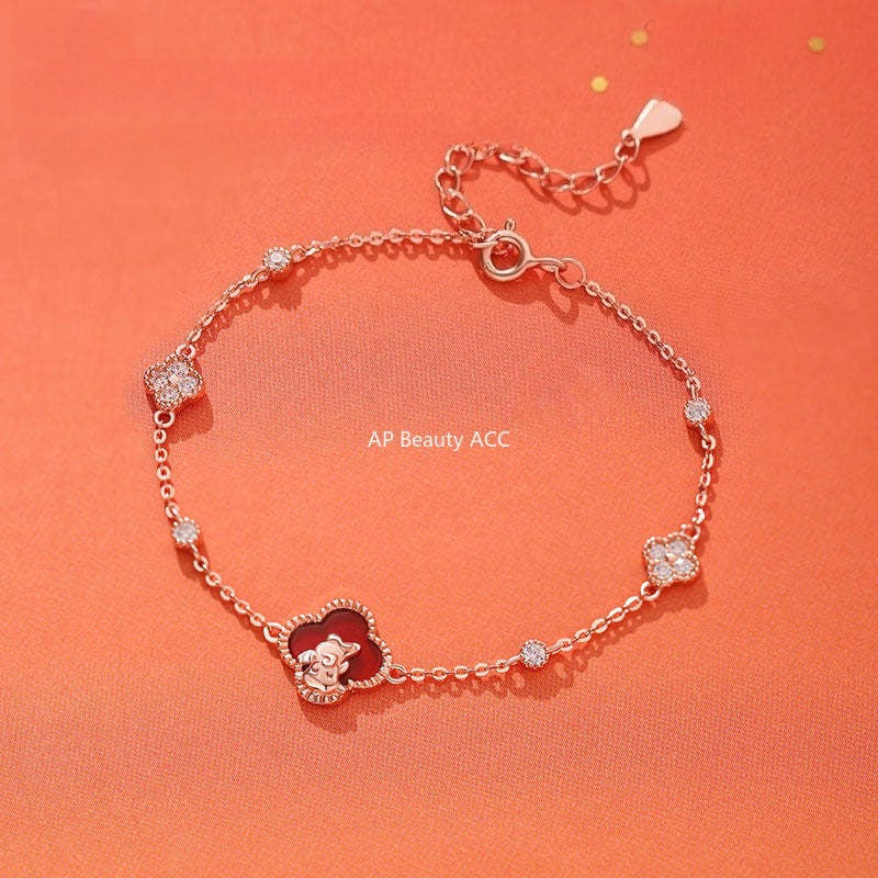 B관 - 925 실버 네잎클로버 말띠 행운 목걸이 팔찌 귀걸이 [YC2693N_1 YC4913SL_1 YC9704E_1] 25.10-5