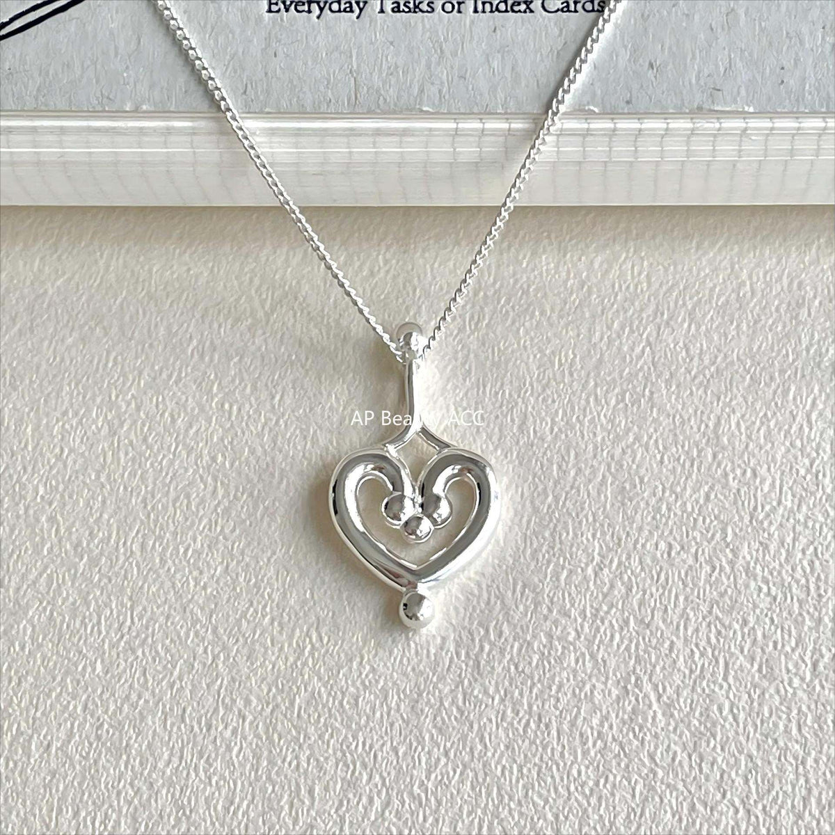 F관 - 925 실버 하트 펜던트 목걸이 [B1382] 25.11-3