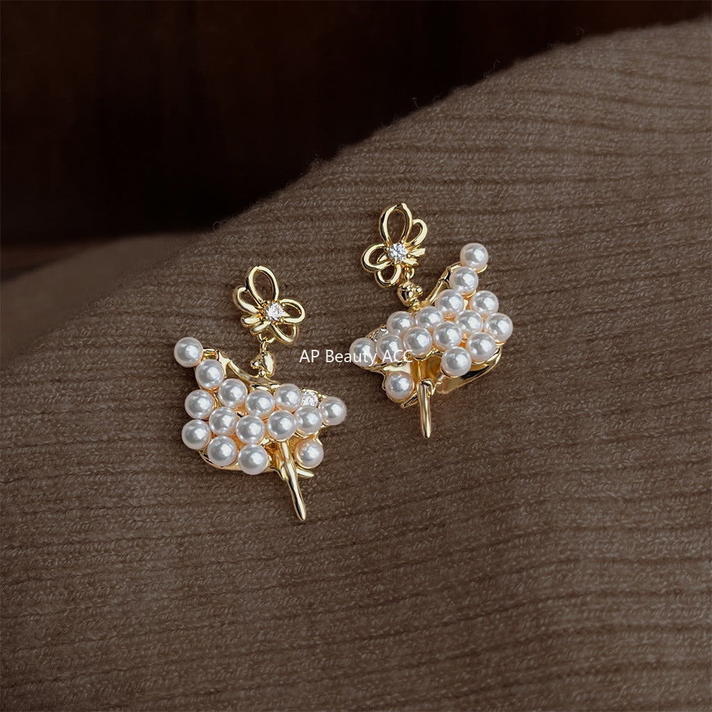 C관 - 925 은침 진주 발레 소녀 디자인 귀걸이 [6848] 25.10-3