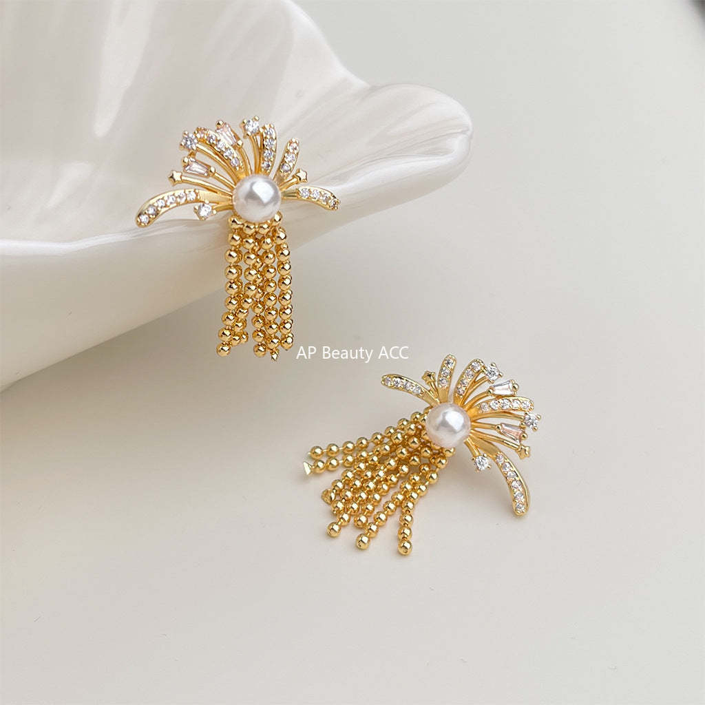 C관 - 불꽃 모양 드롭 큐빅 925 은침 귀걸이 [7136] 25.11-4