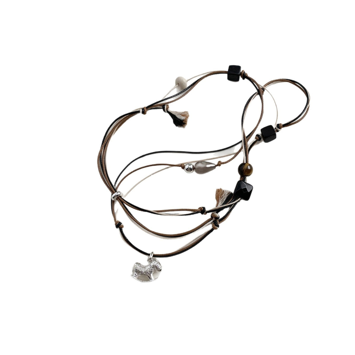 A관 - 925 실버 조랑말 펜던트 왁스끈 목걸이 [518] 25.10-2