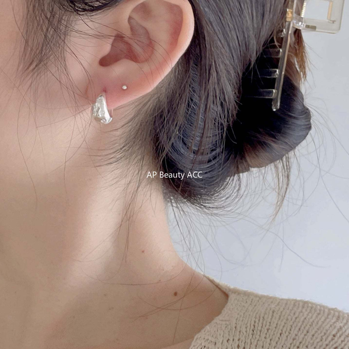 F관 - 925 실버 심플 큐빅 U형 귀걸이 [C1186] 25.12-3