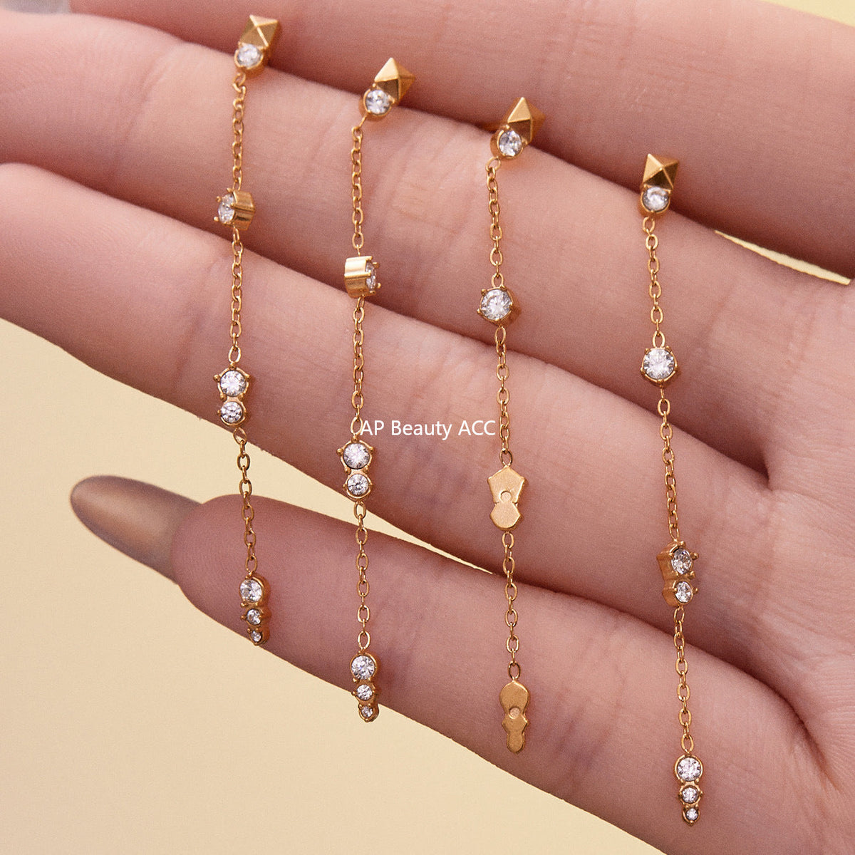 D관 - 스테인리스 스틸 18K 도금 큐빅 드롭 귀걸이 [F932] 25.11-2