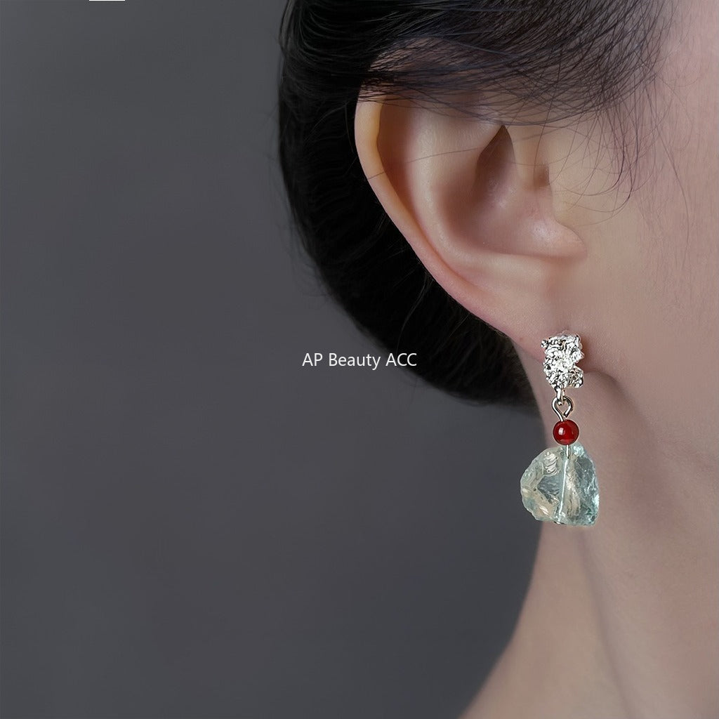 C관 - 핸드메이드 천연 크리스탈 925 은침 귀걸이 [6921] 25.10-3