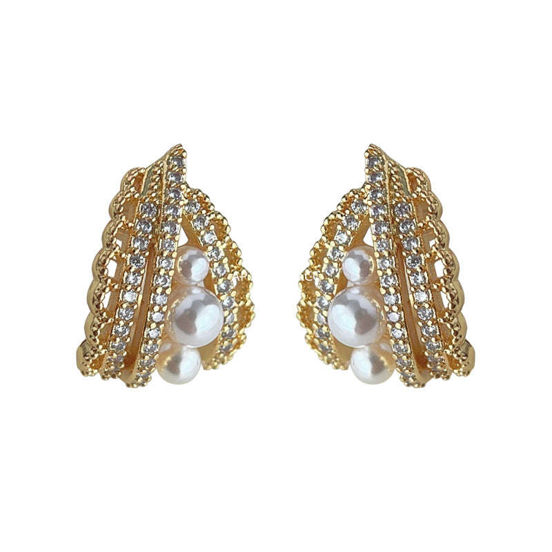 C관 - 14K 도금 물결 무늬 우아한 귀걸이 [4246] 24.06-3