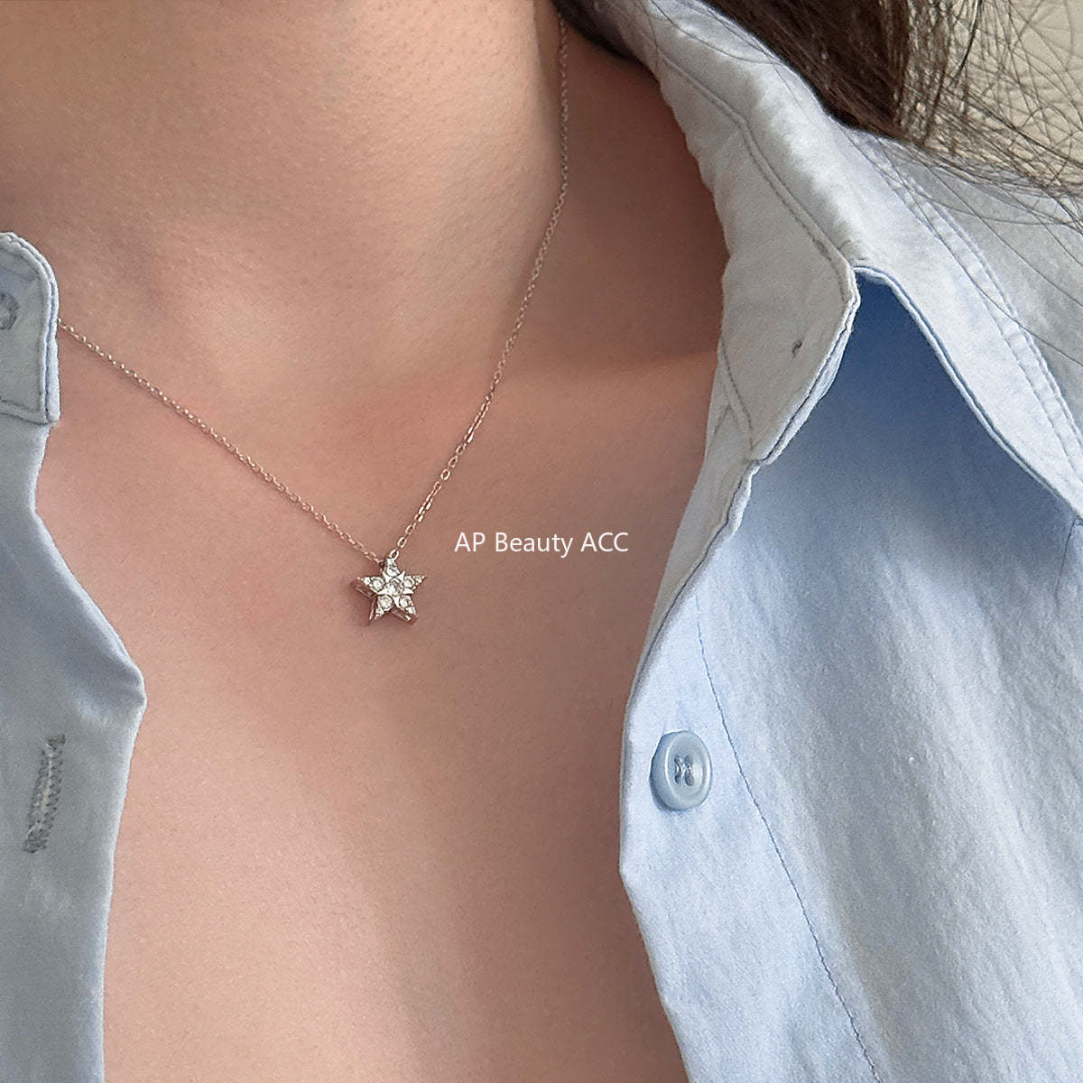 A관 - 925 실버 큐빅 별 펜던트 체인 목걸이 [XL-1212] 25.10-4
