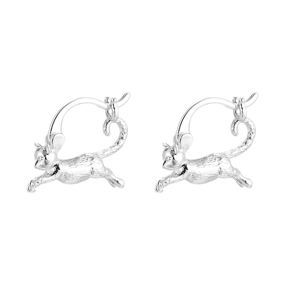 A관 - 달리는 고양이 은침 링형 귀걸이 [EH-3284] 24.11-3