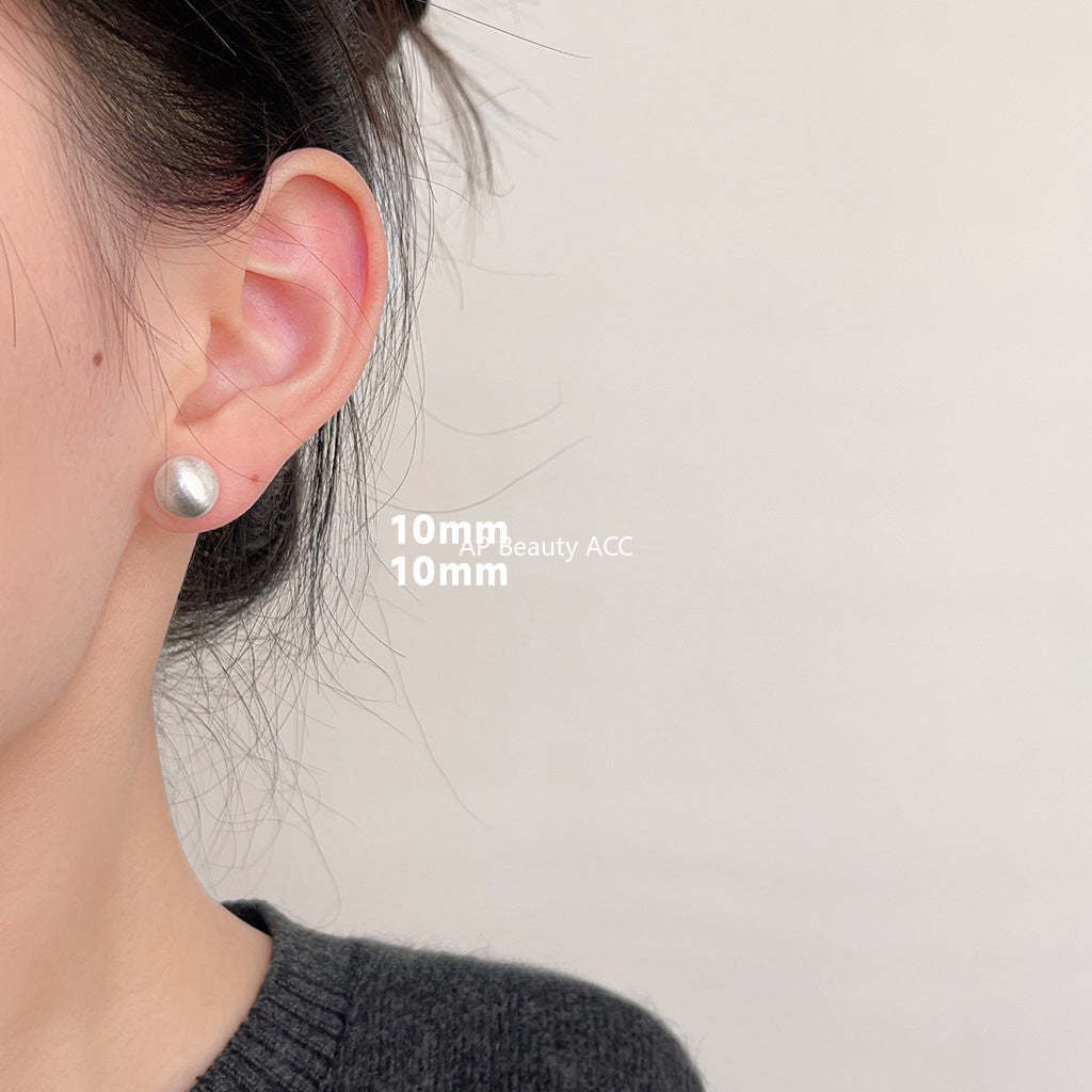C관 - 실버 브러쉬 공 모양 심플한 데일리 귀걸이 [3536-3540] 24.01-2