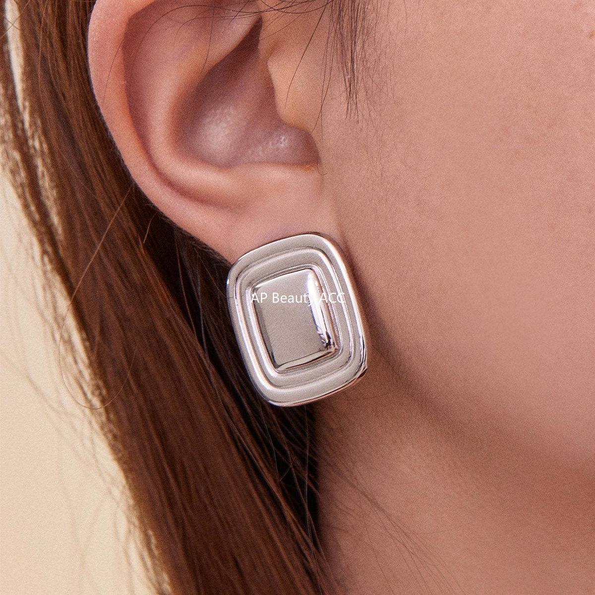 D관 - 스테인리스 18K 도금 8자형 스퀘어 모양 귀걸이 [F625-F626] 25.10-5