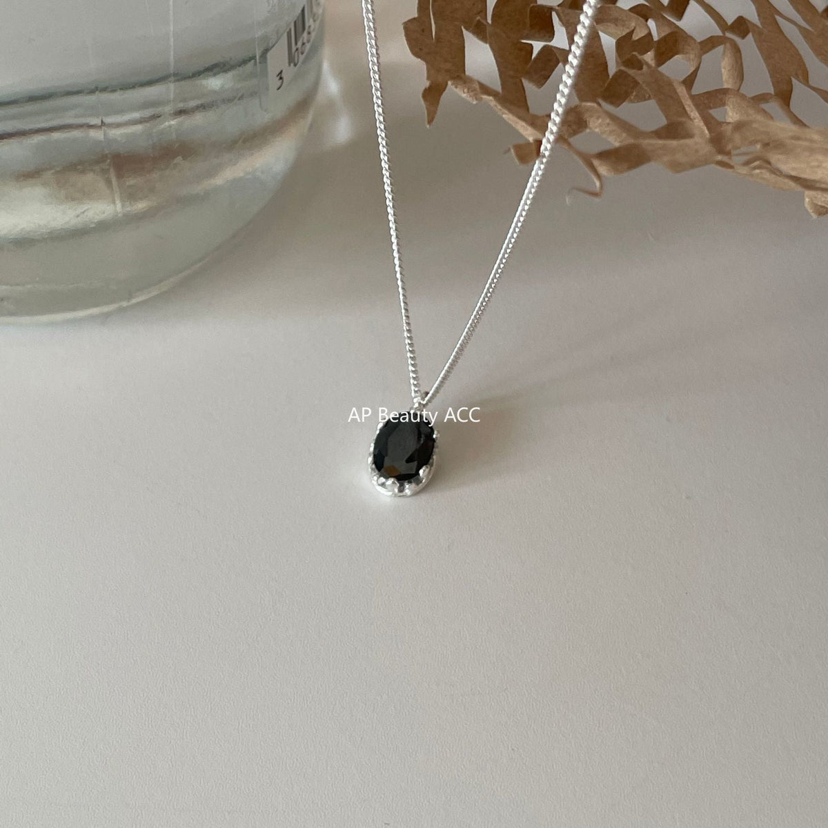 F관 - 925 실버 블랙 원형 큐빅 펜던트 목걸이 [B1083] 25.11-2