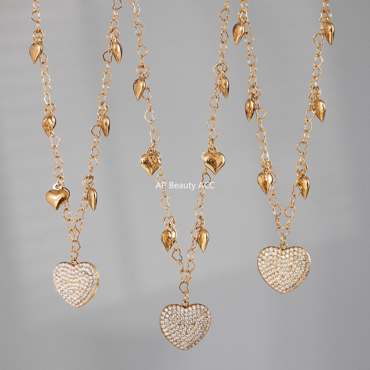 D관 - 스테인리스 스틸 하트 큐빅 펜던트 체인 목걸이 [P074] 25.10-1