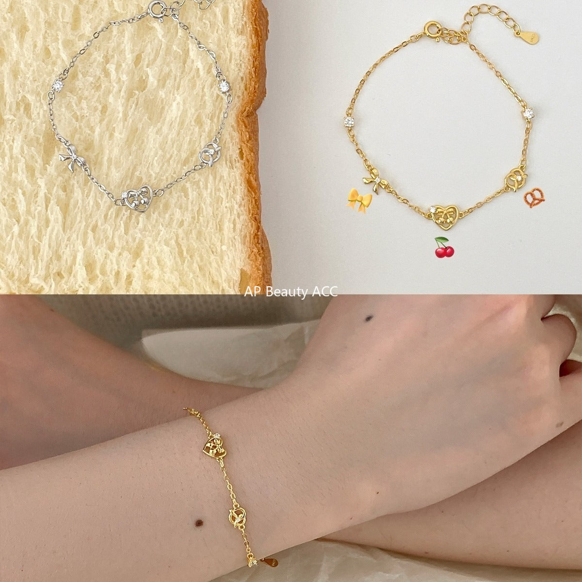 A관 - 925 실버 하트 프레즐 리본 디자인 팔찌 [SL-490] 25.11-1