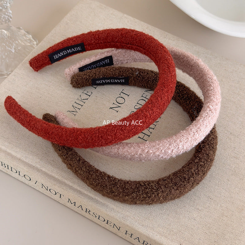 E관 - 양털 니트 단색 볼륨 스펀지 머리띠 [24431] 25.10-3