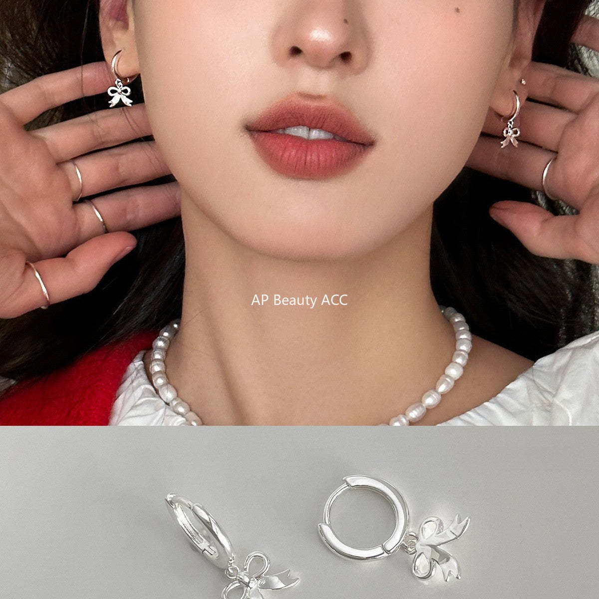 A관 - 리본 펜던트 디자인 925 은침 귀걸이 [EH-3695] 25.08-2