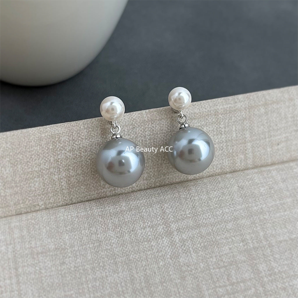 C관 - 925 은침 핸드메이드 그레이 진주 귀걸이 [7069] 25.11-2