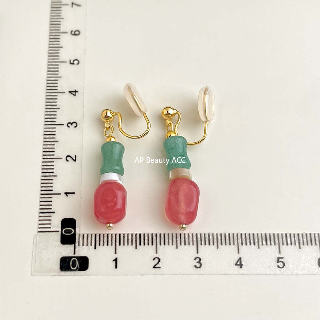 C관 - 18K 도금 에나멜 플라워 이어커프 귀걸이 [EJ0301S] 25.03-1