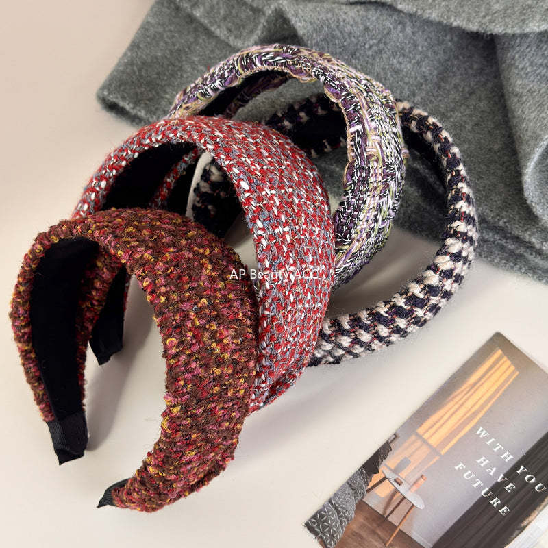 E관 - 모직 털실 패턴 와이드 머리띠 [27733] 25.12-1