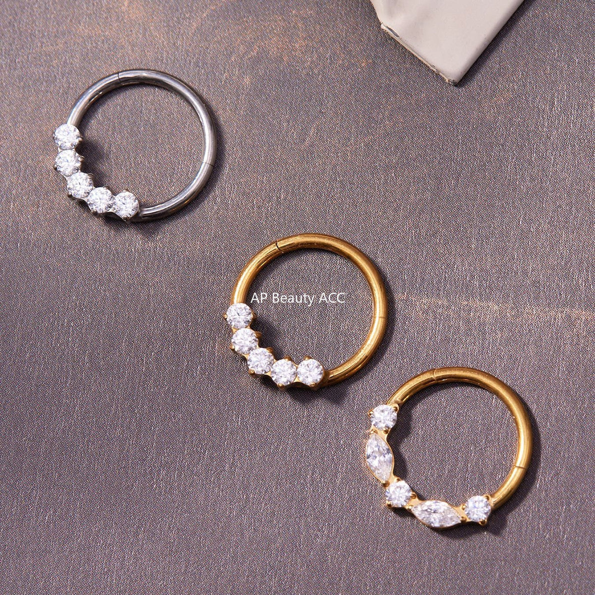 D관 - 티타늄 합금 스틸 큐빅 심리스 링 코 피어싱 [T001] 25.11-2