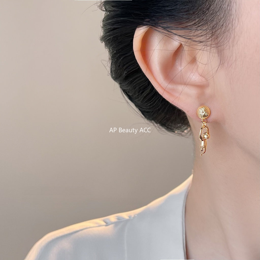 C관 - 925 은침 고양이 털실 디자인 귀걸이 [7042] 25.11-1