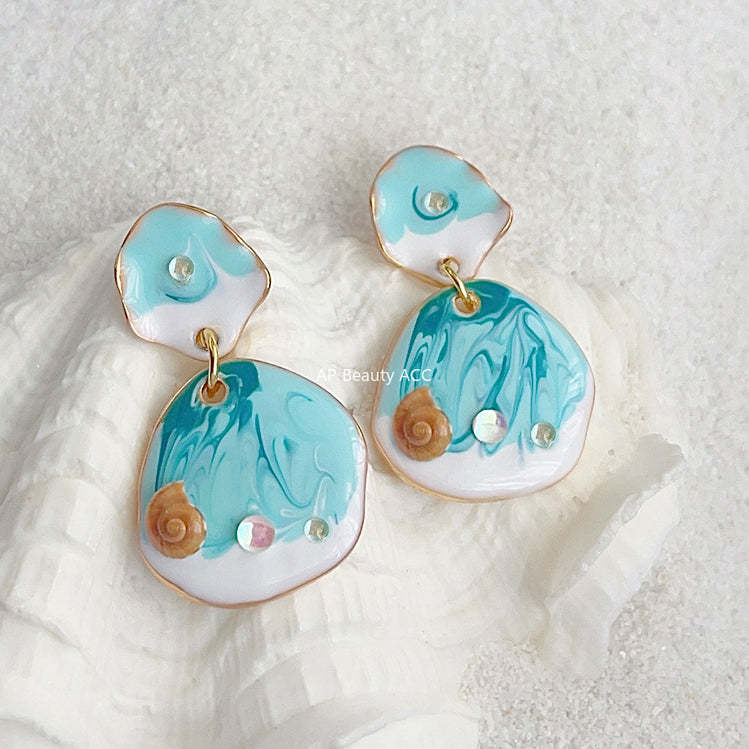 C관 - 에나멜 롱 테슬 핸드메이드 스윗한 여름 14K 도금 귀걸이 [4488] 24.07-2