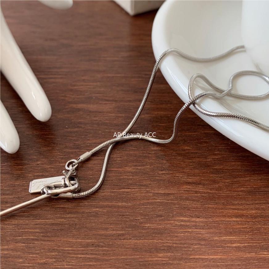 F관 - 925 실버 흑마노 하트 뱀줄 목걸이 [B1101] 25.09-4