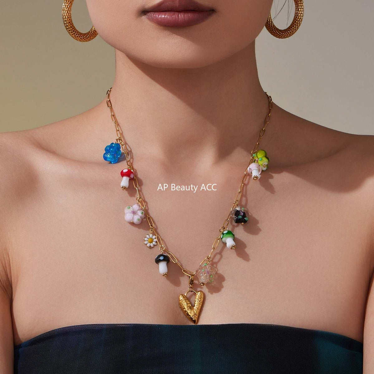 D관 - 스테인리스 스틸 나비 큐빅 레진 에나멜 펜던트 목걸이 [P2183] 25.10-4