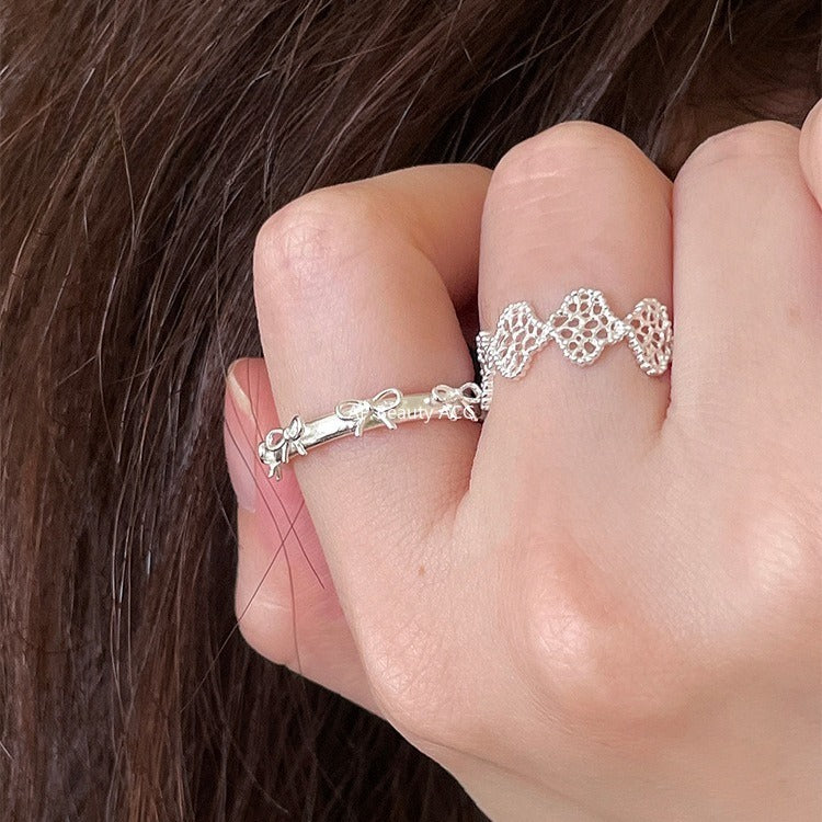 A관 - 925 실버 레이스 리본 디자인 오픈형 반지 [JZ-0726] 25.11-1