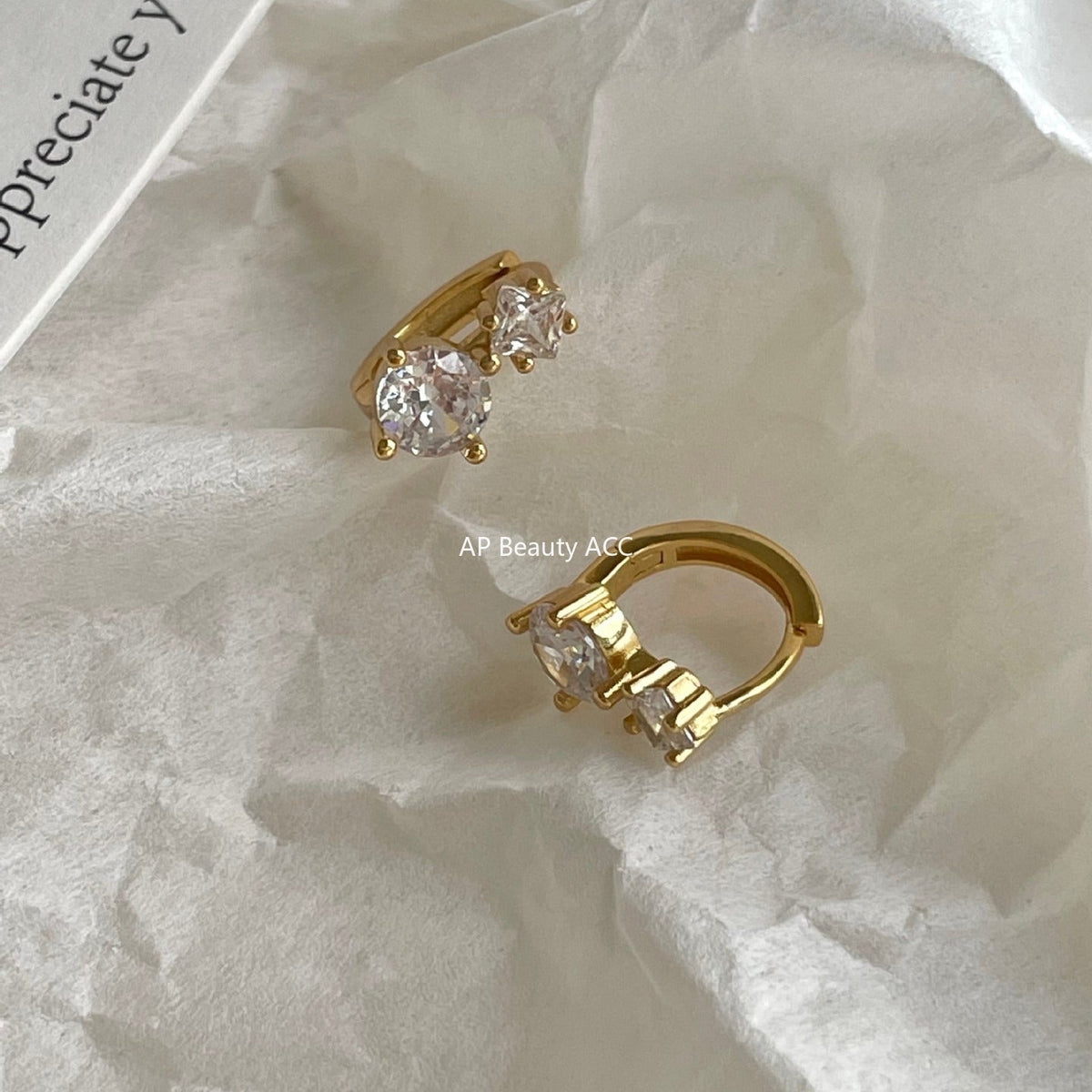 F관 - 925 실버 큐빅 디자인 링 귀걸이 [C1419] 25.11-1