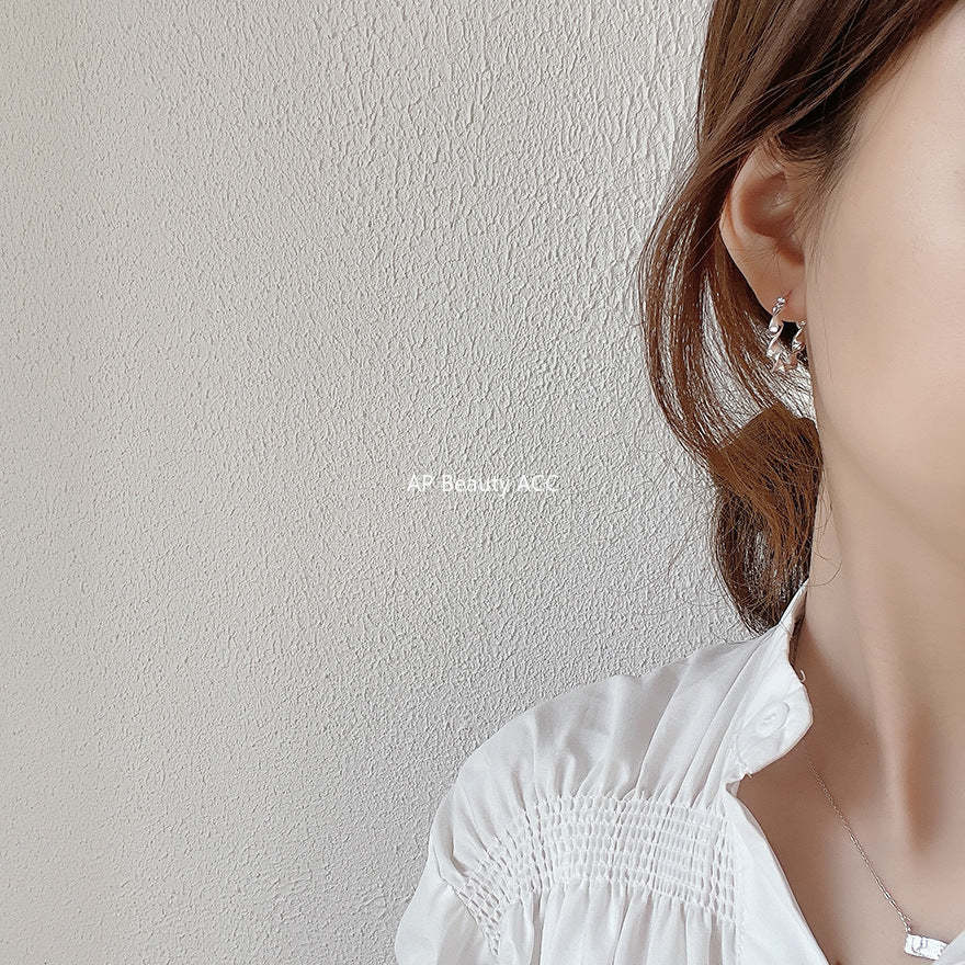 F관 - 925 실버 물결무늬 비정형 귀걸이 [C768] 25.07-4