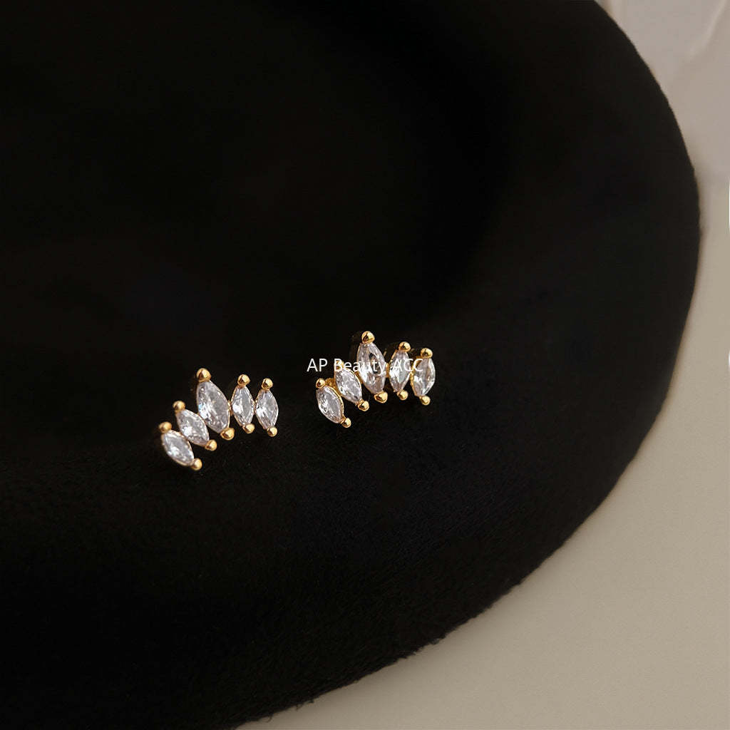 C관 - 14K 도금 큐빅 기하 디자인 데일리 미니 귀걸이 [5683] 25.03-1