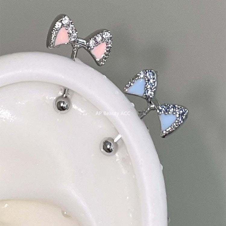 A관 - 고양이 귀 큐빅 티타늄 스틸 피어싱 귀걸이 [EH-4297] 25.12-1