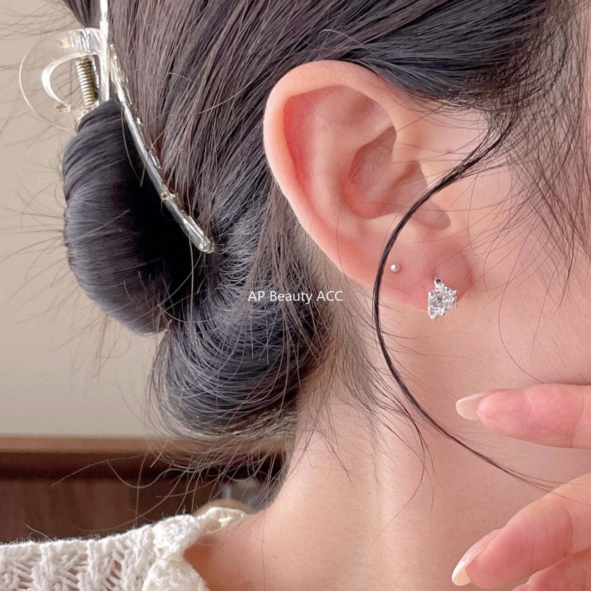 F관 - 925 실버 큐빅 후프 링 귀걸이 [C1414] 25.11-3