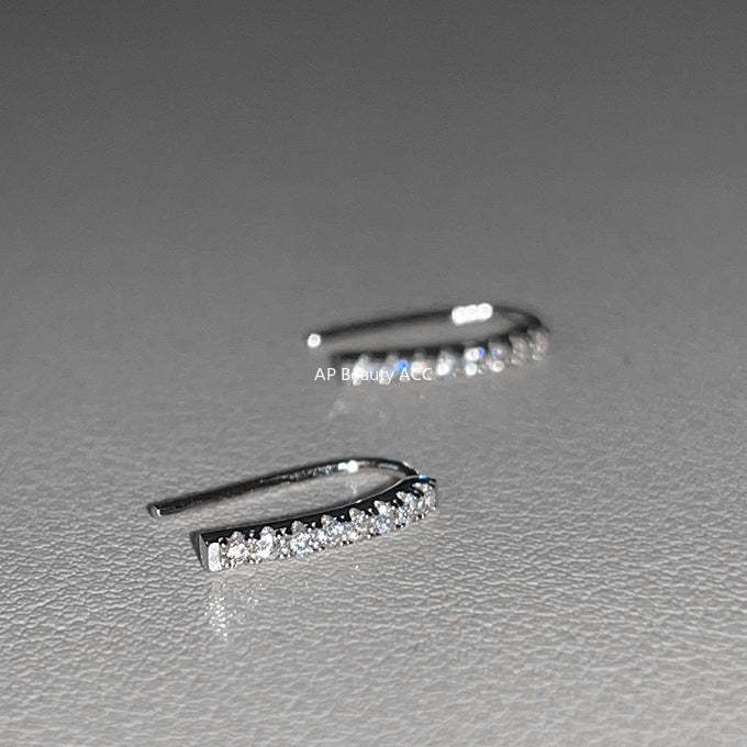 A관 - 999 실버 라인 큐빅 후크형 귀걸이 [EH-2203.EB] 25.12-2