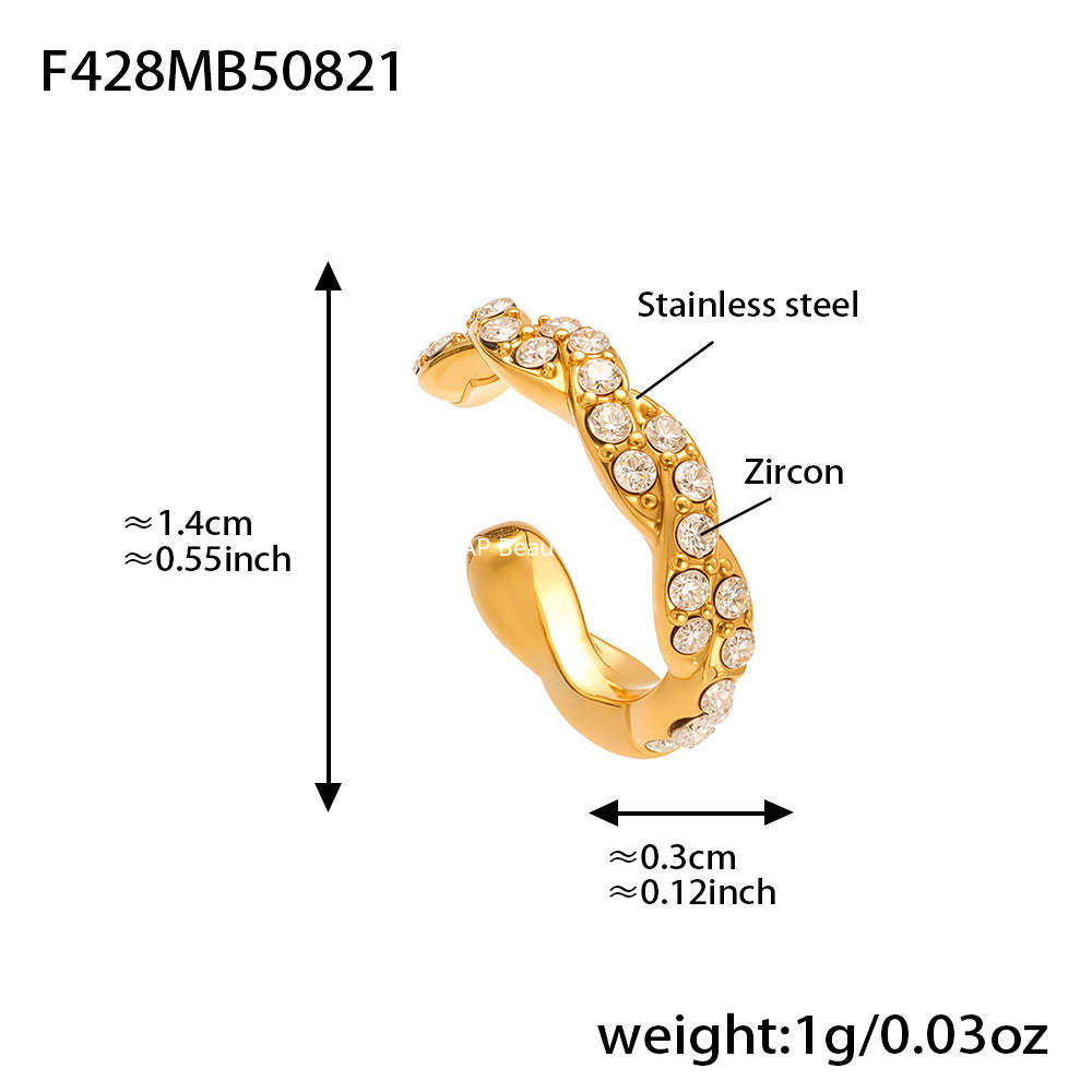 D관 - 스테인리스 스틸 트리플 레이어 큐빅 이어커프 귀걸이 [F428-F421] 25.08-5