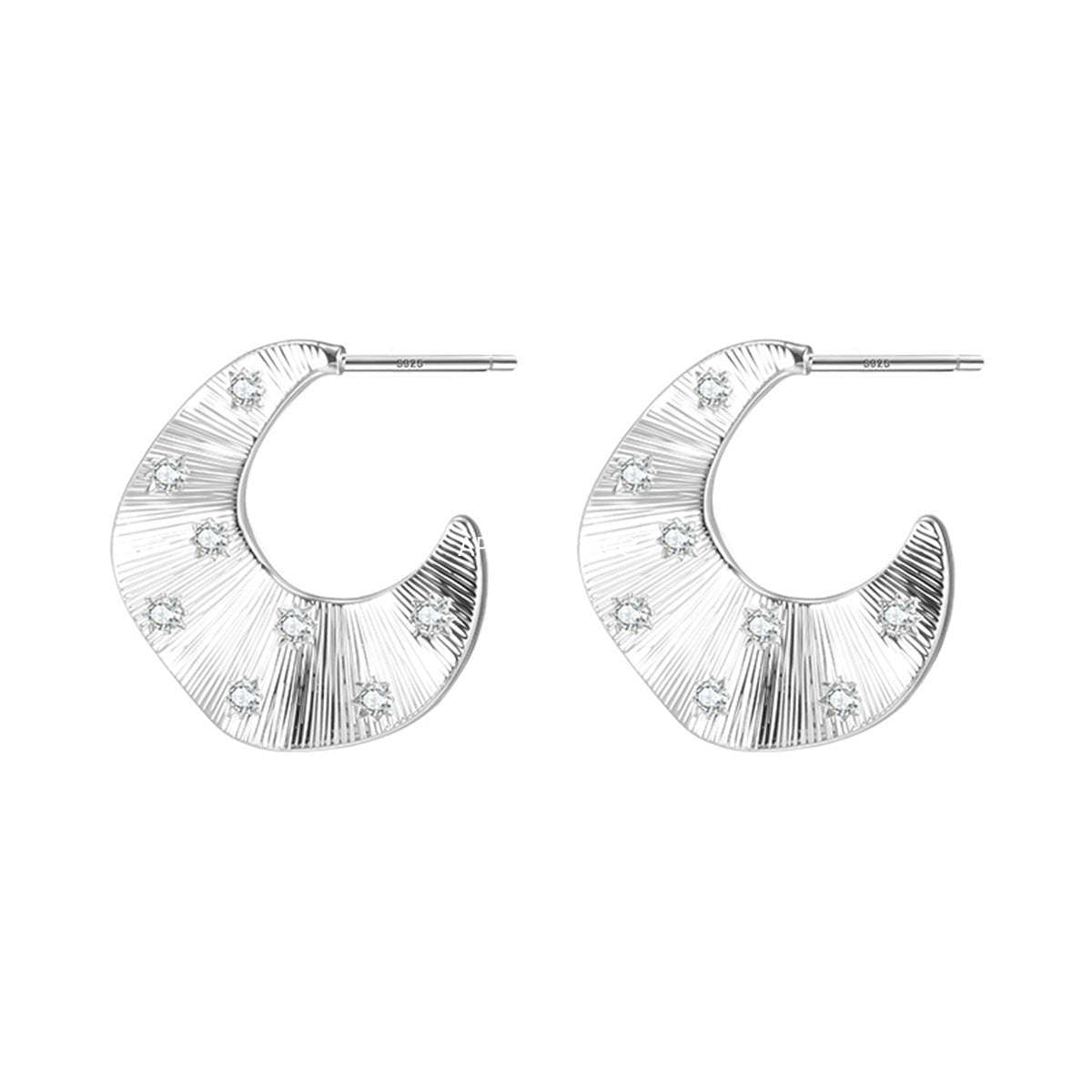 A관 - 큐빅 주름무늬 디자인 대형 스터드 귀걸이 [EH-4185] 25.10-5