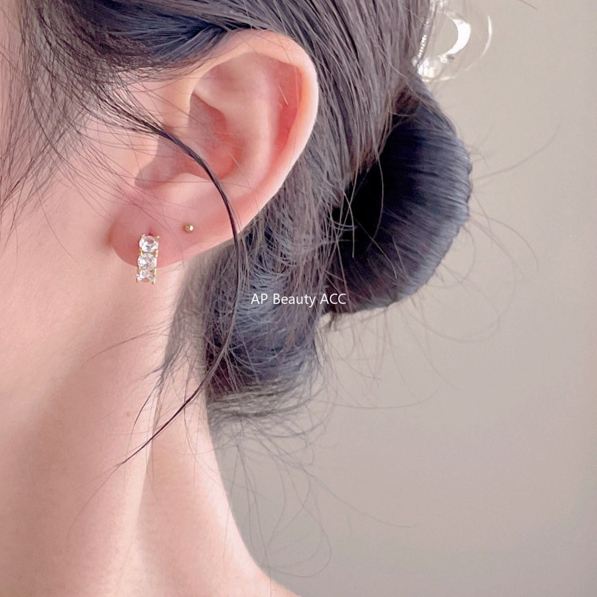 F관 - 925 실버 트리플 큐빅 링 귀걸이 [C1418] 25.11-1