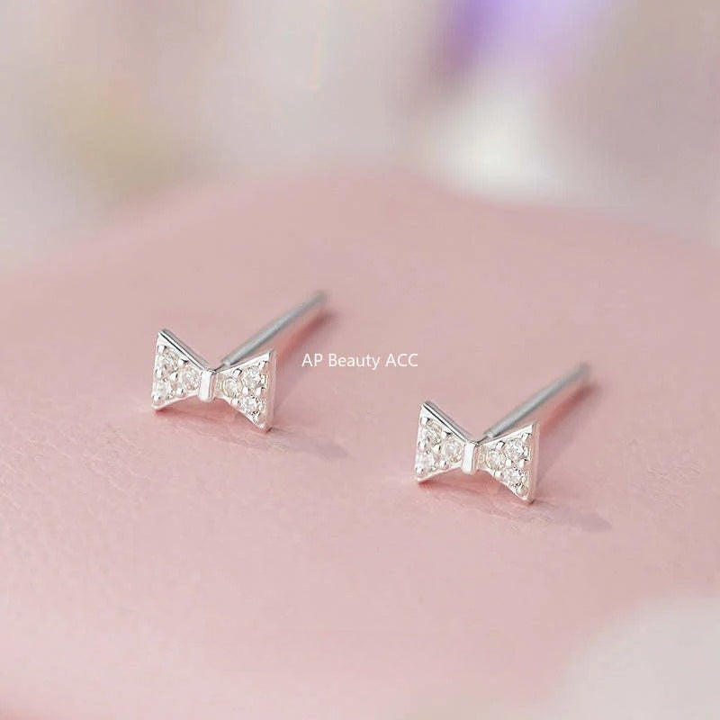 B관 - 999 실버 하트 사각 리본 원형 큐빅 귀걸이 [YC2652E_1] 25.11-1