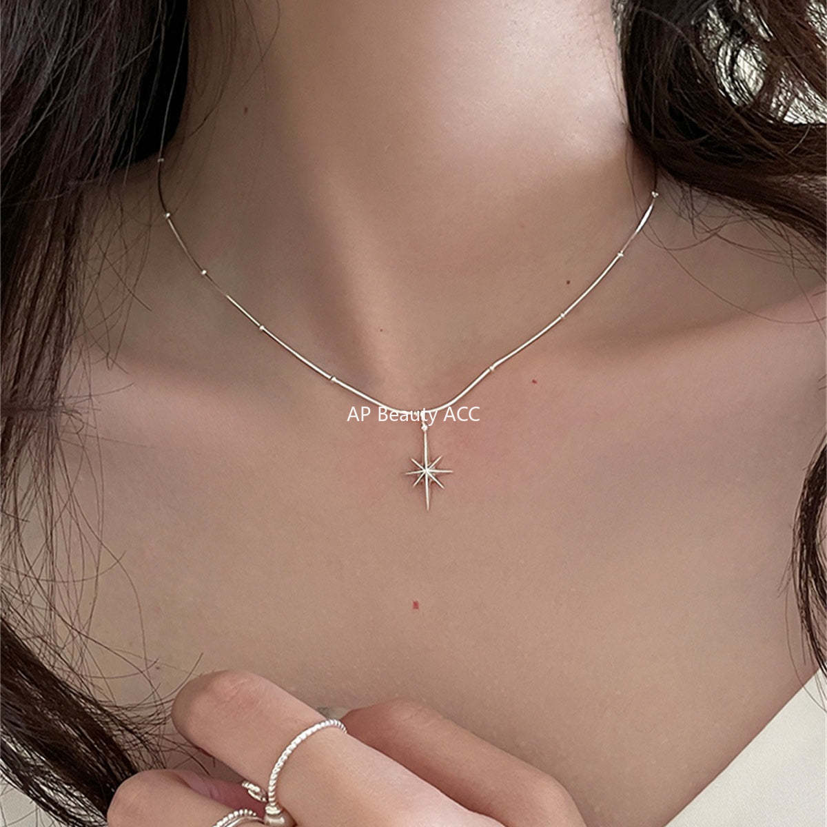 A관 - 925 실버 팔각별 펜던트 목걸이 [XL-1202] 25.09-4