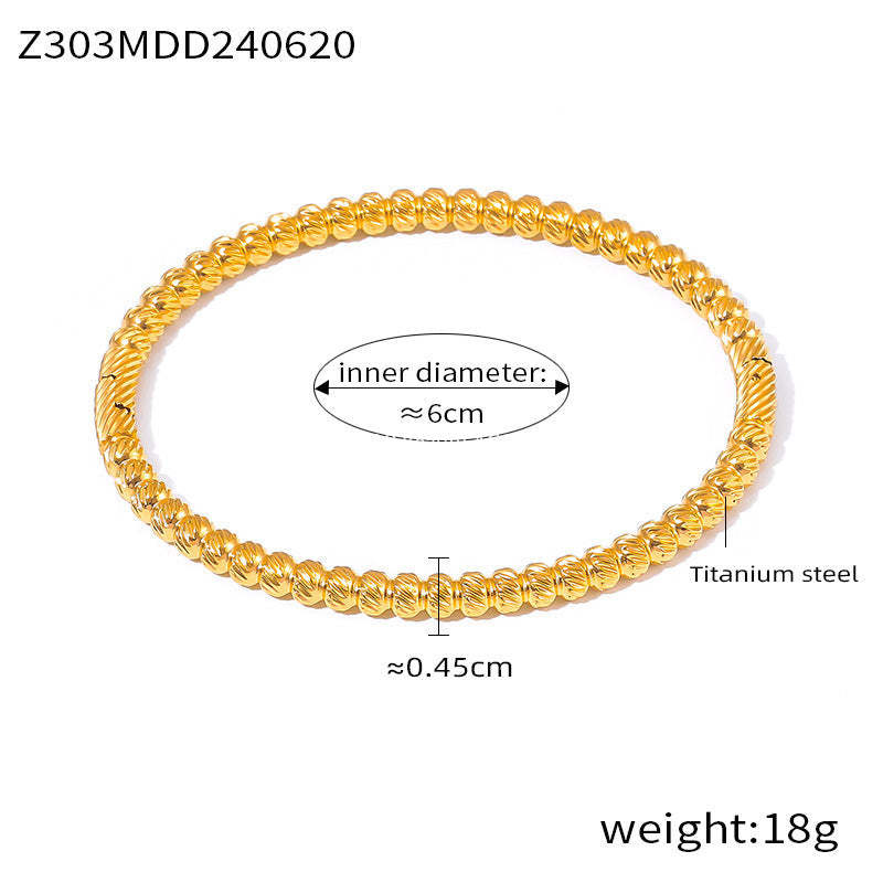 D관 - 티타늄 스틸 텍스처 원형 비즈 기하학적 미니멀 팔찌 [Z302-3] 24.06-4