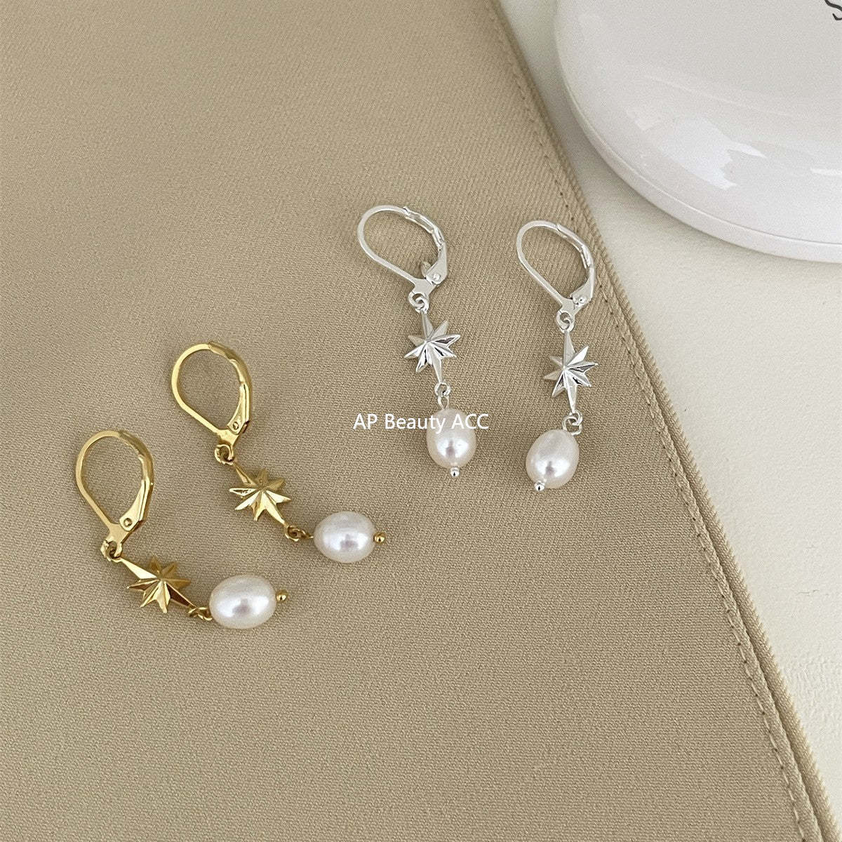 A관 - 925 은침 팔각별 진주 드롭 귀걸이 [EH-4000] 25.10-2