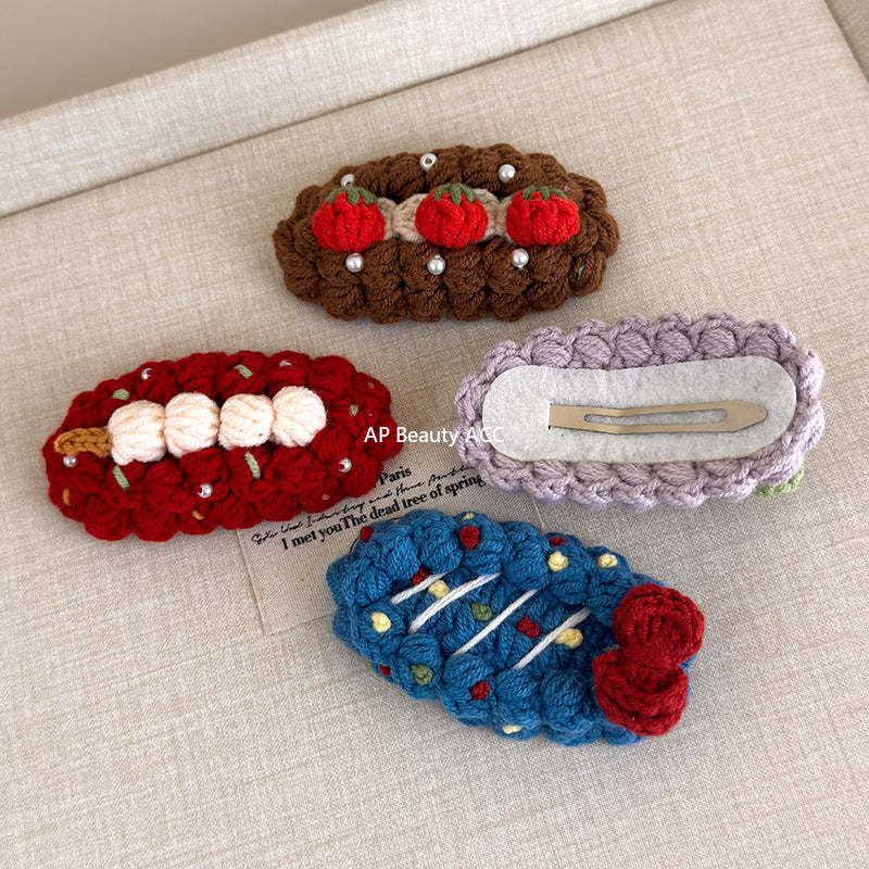 E관 - 핸드메이드 코바늘 니트 과일 디자인 헤어핀 [27629] 25.11-1