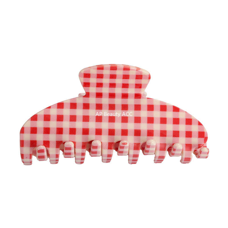 E관 - 아세테이트 체크무늬 심플 스타일 집게핀 [27612] 25.10-5