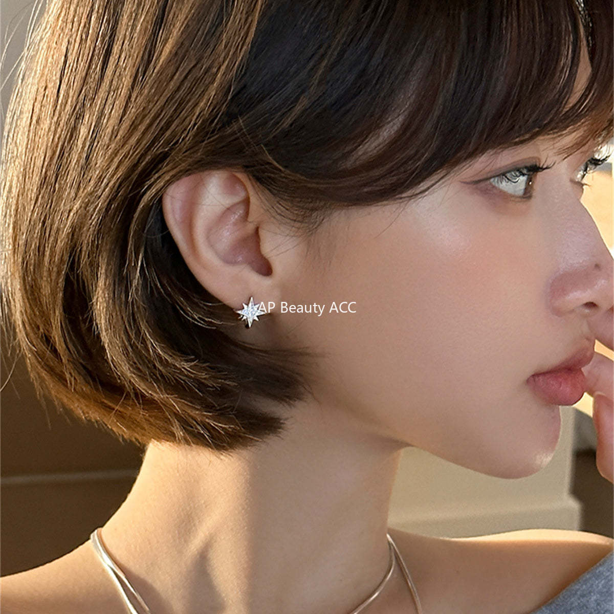 A관 - 925 은침 팔각별 큐빅 귀걸이 [EH-3998] 25.08-4