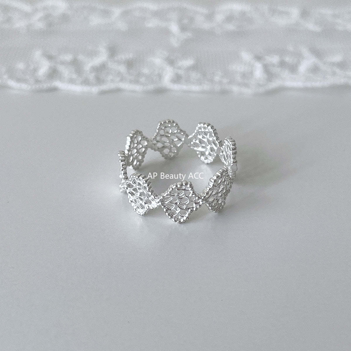 A관 - 925 실버 레이스 리본 디자인 오픈형 반지 [JZ-0726] 25.11-1