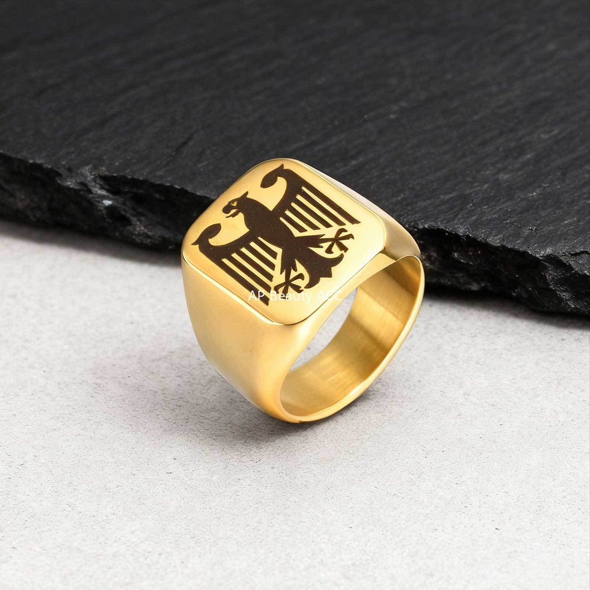 G관 - 레이저 독수리 디자인 스테인리스 스틸 반지 [RC-294] 25.12-2