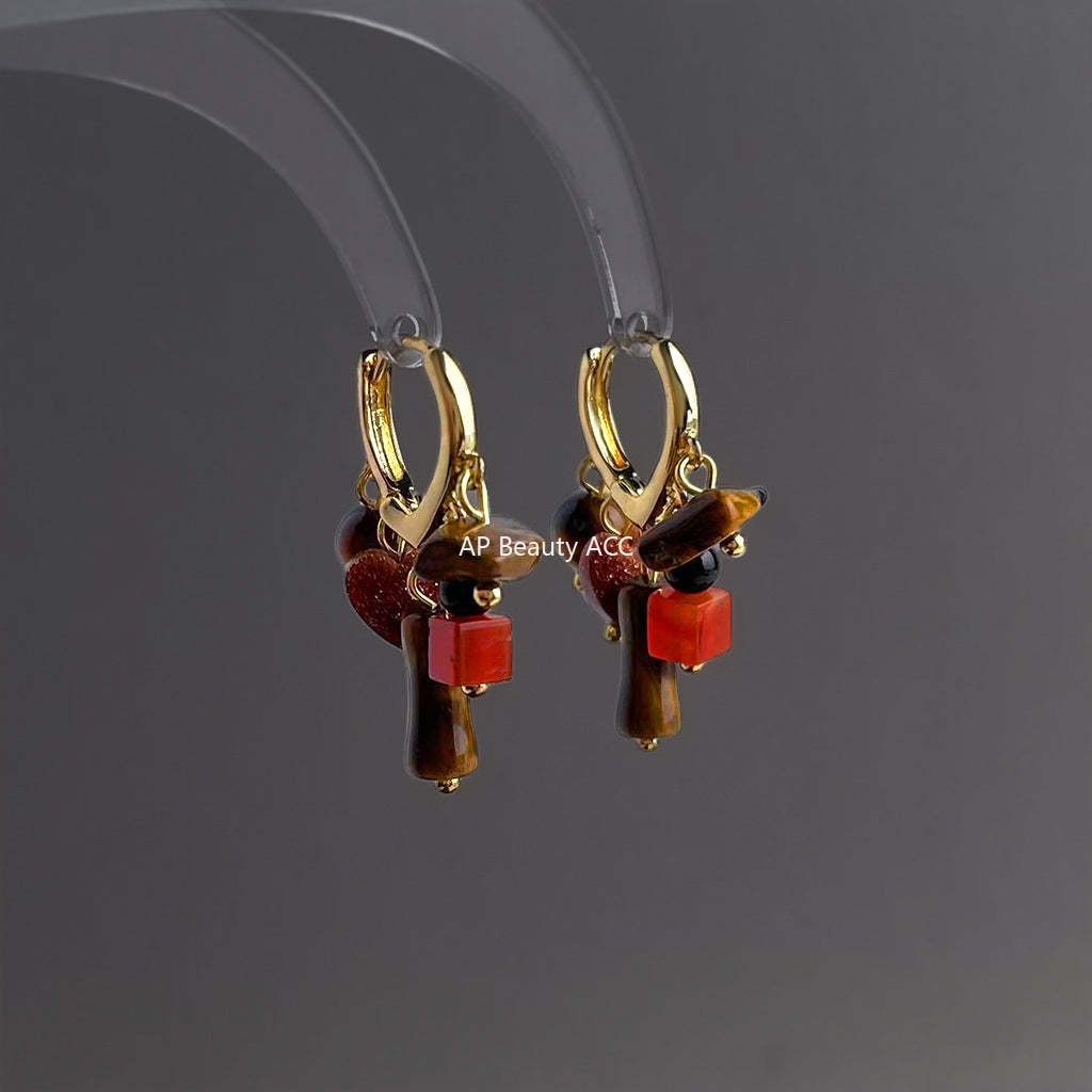 C관 - 핸드메이드 호안석 아게이트 태슬 귀걸이 [7178] 25.12-3