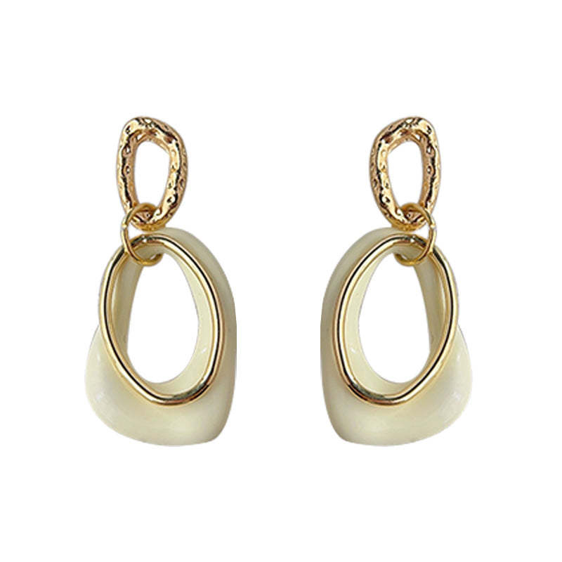 C관 - 디자이너 기하학적 오일 코팅 미니 하트 귀걸이 14K 도금 은침 귀걸이 [3781] 24.04-4