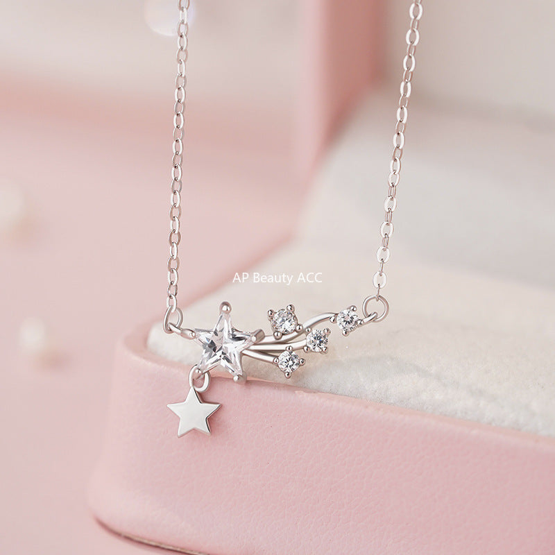 B관 - 999 실버 유성 별 큐빅 펜던트 목걸이 [YC3813N] 25.10-2