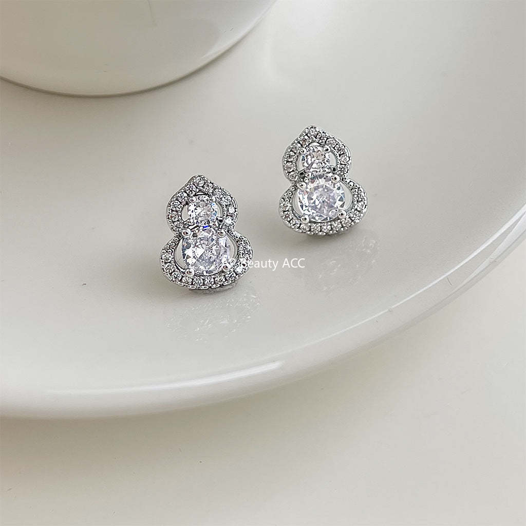 C관 - 호리병 모양 큐빅 925 은침 귀걸이 [7199] 25.12-1