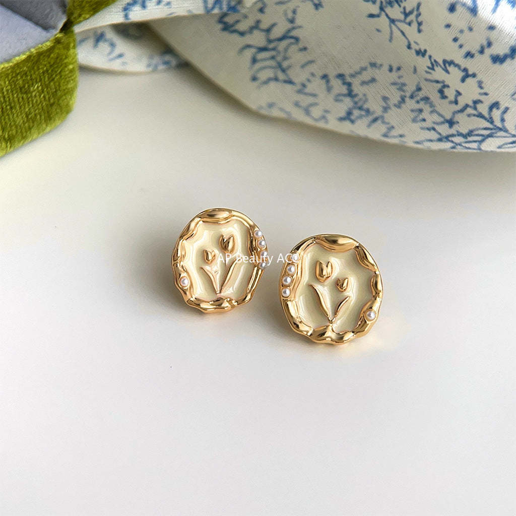 C관 - 여름 새 디자인 튤립 14K 도금 은침 귀걸이 [4114-4116] 24.05-3